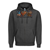 Charcoal Heather Western Peace Love American Golden Eagle Zipper Hoodie - LillyAllenDesigns