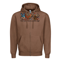 Chestnut Western Peace Love American Golden Eagle Zipper Hoodie - LillyAllenDesigns