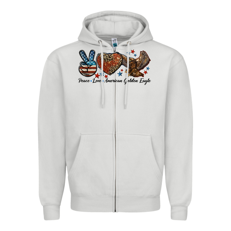 Western Peace Love American Golden Eagle Zipper Hoodie by LillyAllenDesigns | Teevron