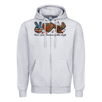 Heather Grey Western Peace Love American Golden Eagle Zipper Hoodie - LillyAllenDesigns