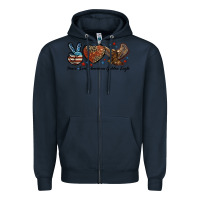 Navy Western Peace Love American Golden Eagle Zipper Hoodie - LillyAllenDesigns