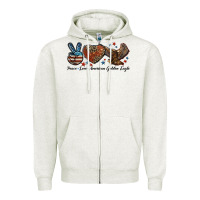 Oatmeal Heather Western Peace Love American Golden Eagle Zipper Hoodie - LillyAllenDesigns