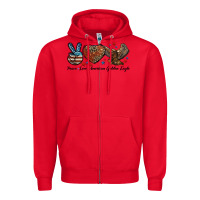 Red Western Peace Love American Golden Eagle Zipper Hoodie - LillyAllenDesigns