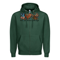 Sports Green Western Peace Love American Golden Eagle Zipper Hoodie - LillyAllenDesigns