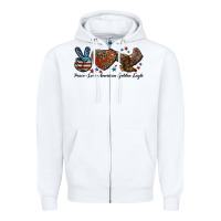 White Western Peace Love American Golden Eagle Zipper Hoodie - LillyAllenDesigns