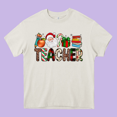 Teacher Christmas Heavy Core Tee Designed By Jahusdesignshop