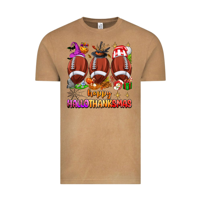 Happy Hallothanksmas Football Vintage Tee by texasbilliewilder | Teevron