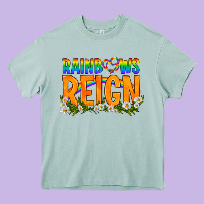 Lgbtq+ Rainbows Reign Heavy Core Tee Designed By Bundleandbundleshop
