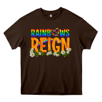 Chocolate Brown LGBTQ+ Rainbows Reign Heavy Core Tee - BundleAndBundleShop