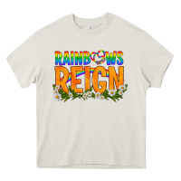 Cream LGBTQ+ Rainbows Reign Heavy Core Tee - BundleAndBundleShop