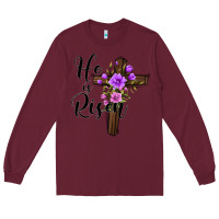 Burgundy he is risen matthew 28 6 Long Sleeve Tee - Jasminsmagicworld