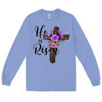 Colony Blue he is risen matthew 28 6 Long Sleeve Tee - Jasminsmagicworld
