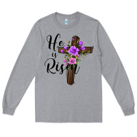 Heather Grey he is risen matthew 28 6 Long Sleeve Tee - Jasminsmagicworld