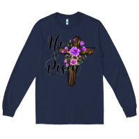 Navy he is risen matthew 28 6 Long Sleeve Tee - Jasminsmagicworld