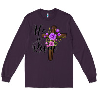 Plum he is risen matthew 28 6 Long Sleeve Tee - Jasminsmagicworld