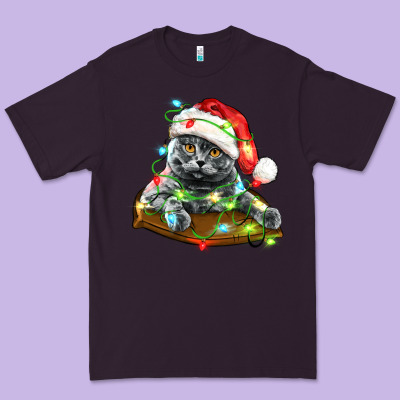 Christmas Scottish Fold Cat Premium Tee Designed By Lillyallendesigns
