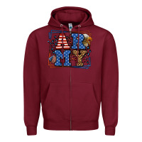 Burgundy Army Veteran leopard frame 4th of July Zipper Hoodie - LillyAllenDesigns