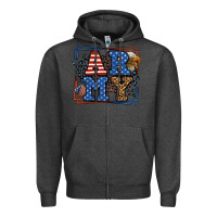 Charcoal Heather Army Veteran leopard frame 4th of July Zipper Hoodie - LillyAllenDesigns