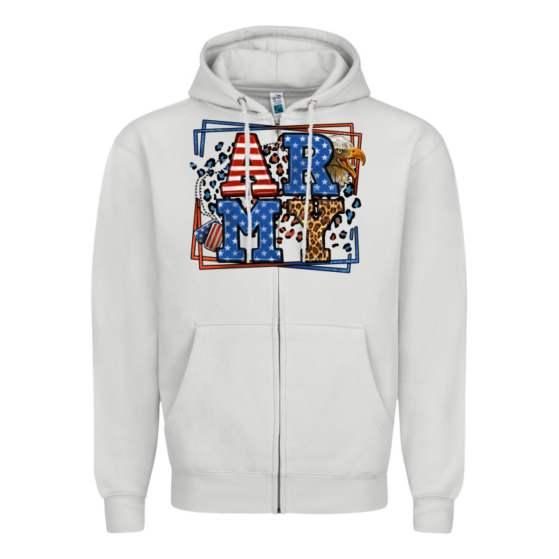 Army Veteran Leopard Frame 4th Of July Zipper Hoodie by LillyAllenDesigns | Teevron