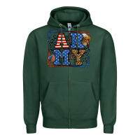 Sports Green Army Veteran leopard frame 4th of July Zipper Hoodie - LillyAllenDesigns