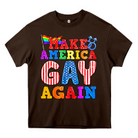 Chocolate Brown Make America Gay Again Heavy Core Tee - BundleAndBundleShop