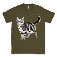 Army Green American Shorthair Cat Classic Tee - LillyAllenDesigns