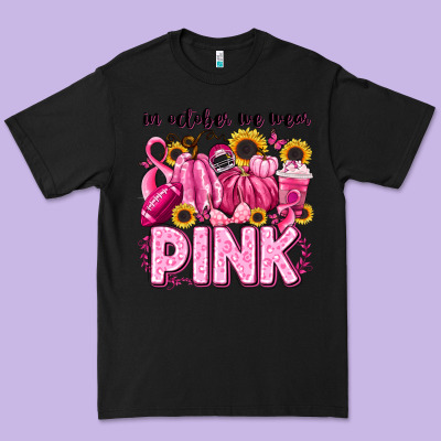 In October We Wear Pink Football Premium Tee Designed By Lillyallendesigns