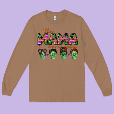 Personalized This Mama Loves Her Monsters Long Sleeve Tee Designed By Cowgirlartshop