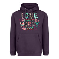 Plum love more worry less Heavyweight Hoodie - RacoonDesign