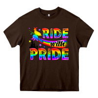 Chocolate Brown Western LGBTQ+ Ride With Pride Heavy Core Tee - BundleAndBundleShop