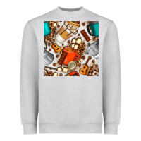Heather Grey camping coffee cups marshmallow and moka pot with leopard seamless pat Heavyweight Sweatshirt - BundleAndBundleShop