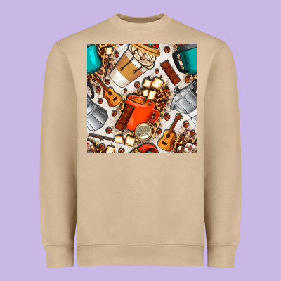 Camping Coffee Cups Marshmallow And Moka Pot With Leopard Seamless Pat Heavyweight Sweatshirt Designed By Bundleandbundleshop