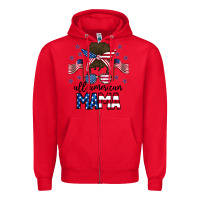 All American Mama Messy Buny Zipper Hoodie | Teevron