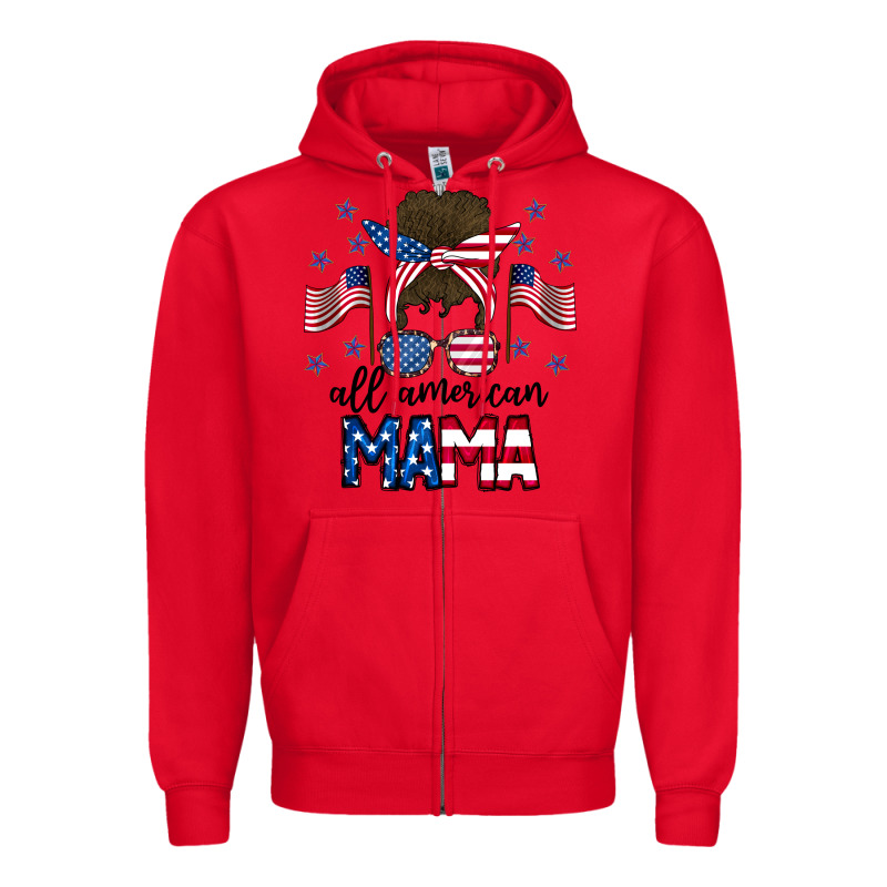 All American Mama Messy Buny Zipper Hoodie by CowhideDigitalArt | Teevron