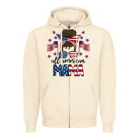 Sandshell All American Mama Messy Buny Zipper Hoodie - CowhideDigitalArt