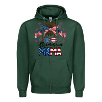 Sports Green All American Mama Messy Buny Zipper Hoodie - CowhideDigitalArt