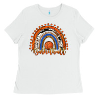 White Basketball Rainbow Ladies Tee - RanaPortraitStore