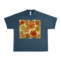 Midnight Navy Fall leaves Urban Heavy Tee - NancyCooperArtShop