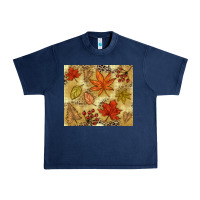 Navy Fall leaves Urban Heavy Tee - NancyCooperArtShop