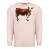 Pale Pink hereford cow Premium Sweatshirt - LillyAllenDesigns