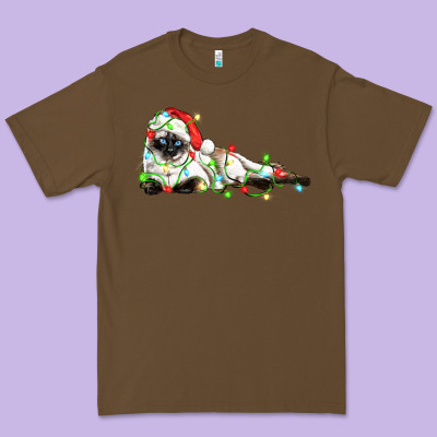 Christmas Siamese Cat Premium Tee Designed By Lillyallendesigns