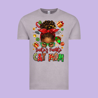 Santas Favorite Cat Mom Vintage Tee Designed By Texasbilliewilder