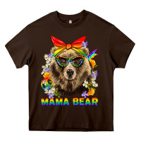 Chocolate Brown Mama Bear Pride LGBTQ+ Heavy Core Tee - BundleAndBundleShop