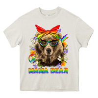 Cream Mama Bear Pride LGBTQ+ Heavy Core Tee - BundleAndBundleShop
