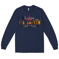 Navy happy halloween trick or treat Long Sleeve Tee - CowGirlArtShop