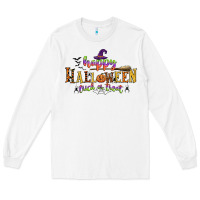 White happy halloween trick or treat Long Sleeve Tee - CowGirlArtShop