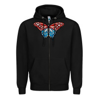 Black Patriotic American Flag Butterfly 4th of July Zipper Hoodie - LillyAllenDesigns