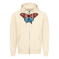 Sandshell Patriotic American Flag Butterfly 4th of July Zipper Hoodie - LillyAllenDesigns