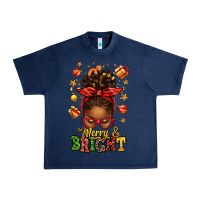 Navy merry and bright christmas afro messy bun Urban Heavy Tee - texasbilliewilder