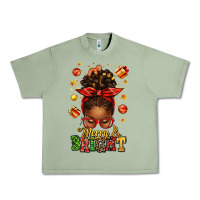 Oil Green merry and bright christmas afro messy bun Urban Heavy Tee - texasbilliewilder